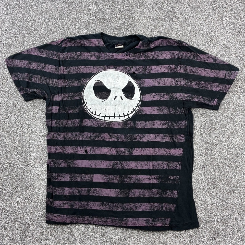 Vintage Nightmare Before Christmas Shirt Mens 2XL Black Striped Jack Skellington